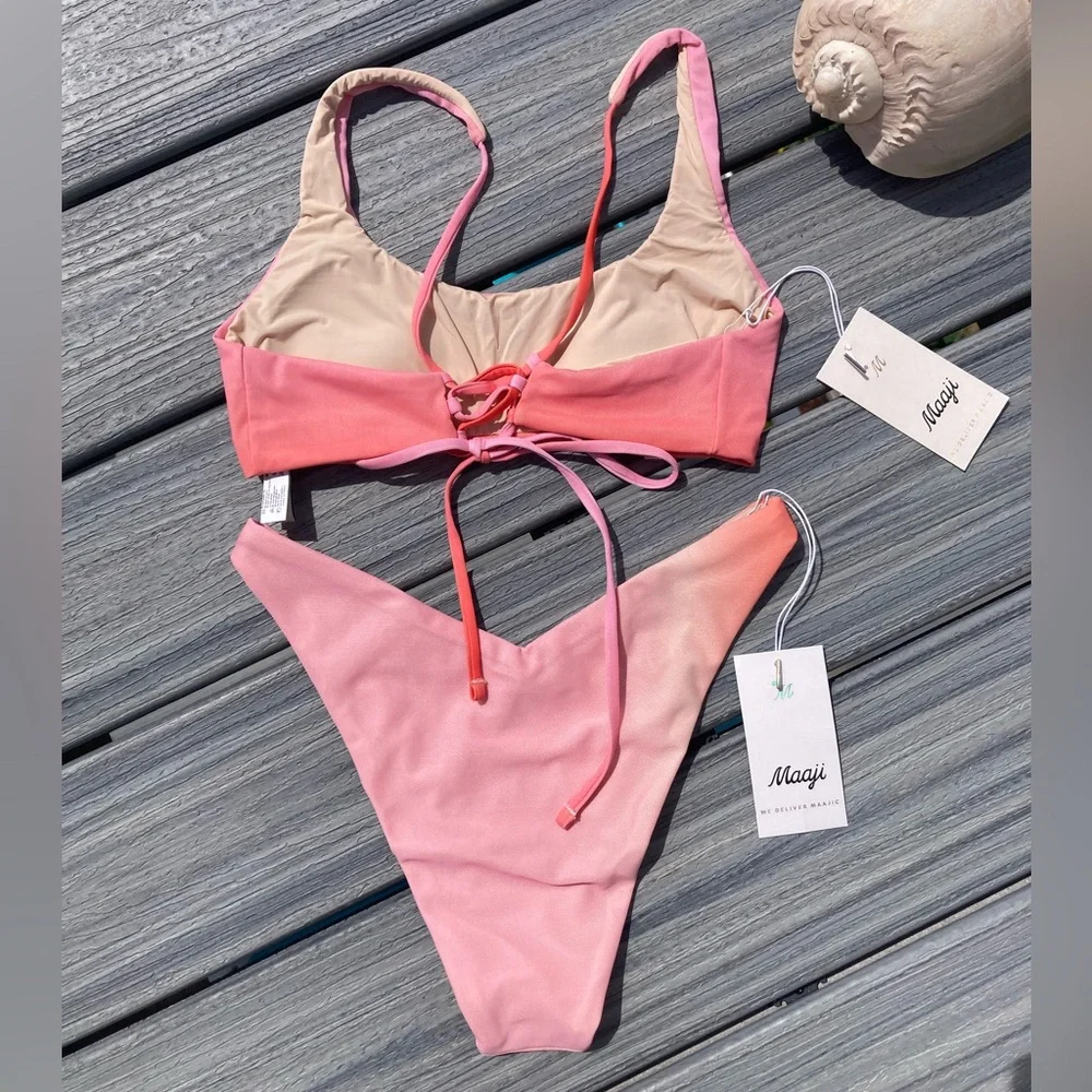 MAAJI x Revolve Beaded Set - Gwen Mesh Bikini Top & Sunglow Ombre Cheeky Bottom - Picture 9 of 17